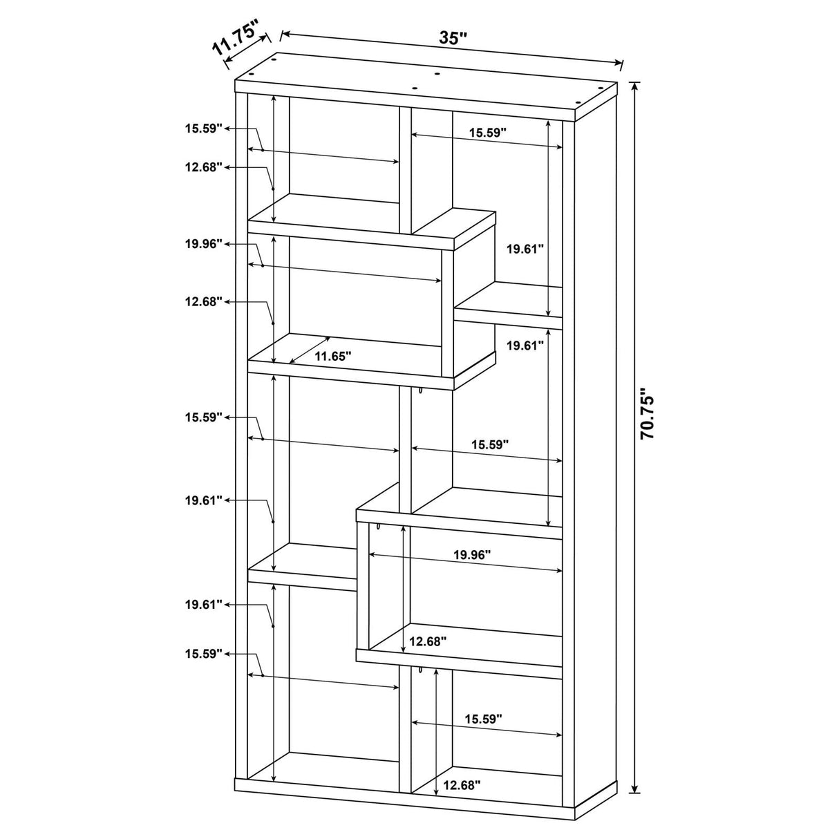 Theo Cappuccino 10-Shelf Bookcase