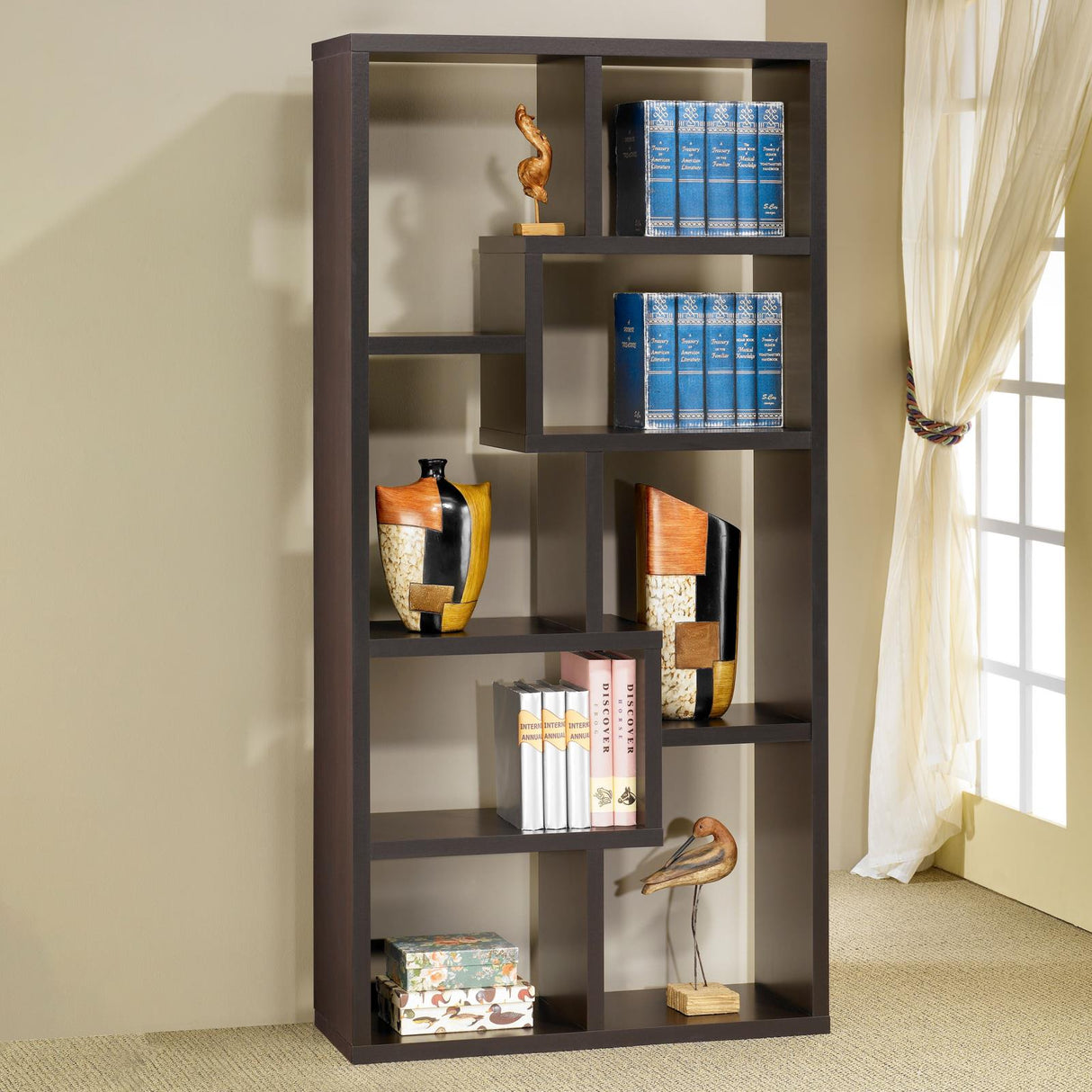 Theo Cappuccino 10-Shelf Bookcase