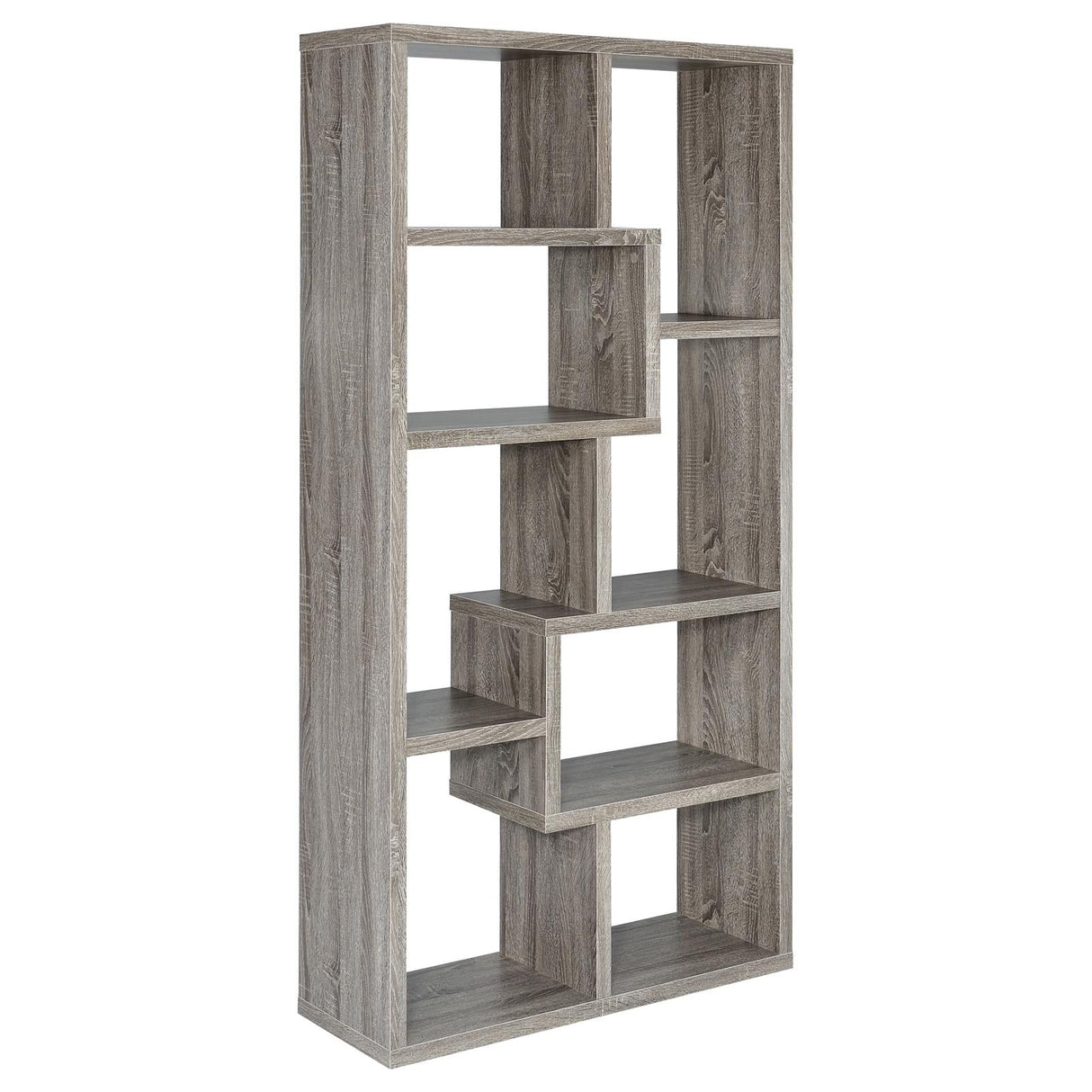 Theo Weathered Gray 10-Shelf Bookcase