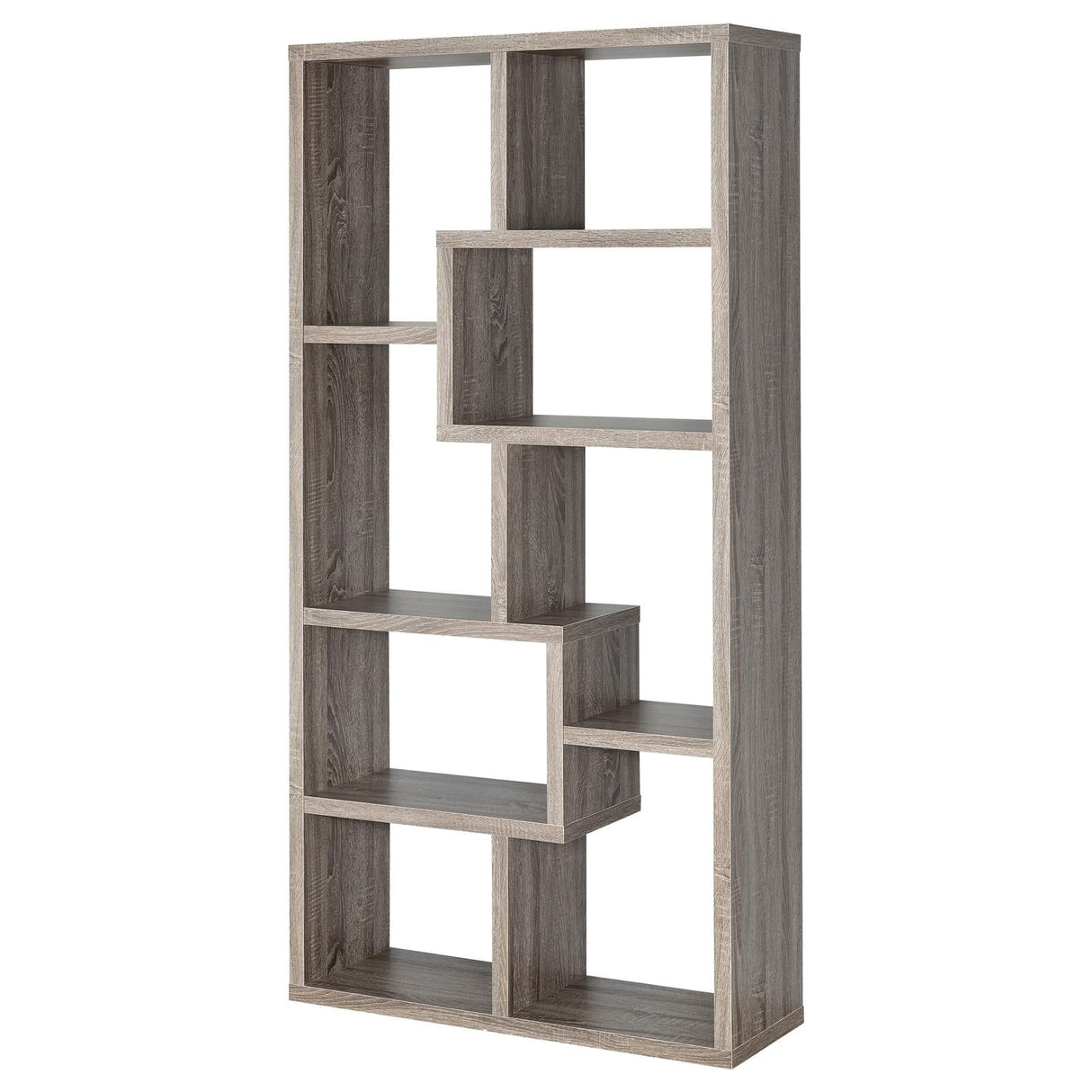 Theo Weathered Gray 10-Shelf Bookcase