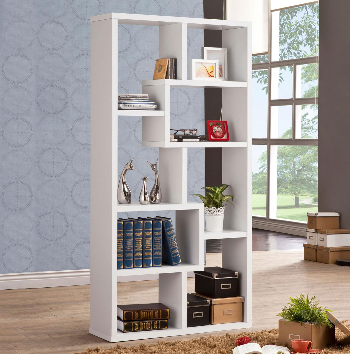 Theo White 10-Shelf Bookcase