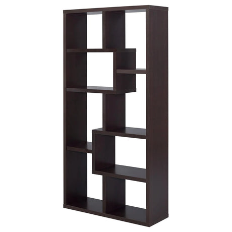 Theo Cappuccino 10-Shelf Bookcase by Coaster at Eve Furniture