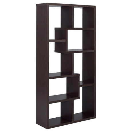 Theo Cappuccino 10-Shelf Bookcase by Coaster at Eve Furniture