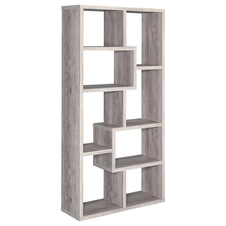 Theo Gray Driftwood 10-Shelf Bookcase by Coaster at Eve Furniture