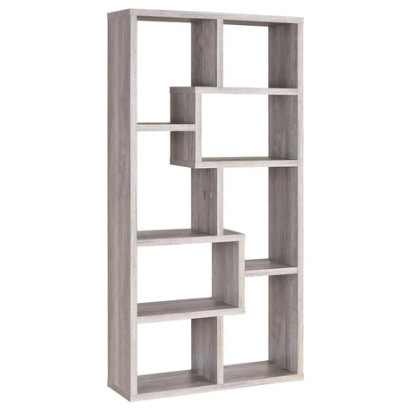 Theo Gray Driftwood 10-Shelf Bookcase by Coaster at Eve Furniture