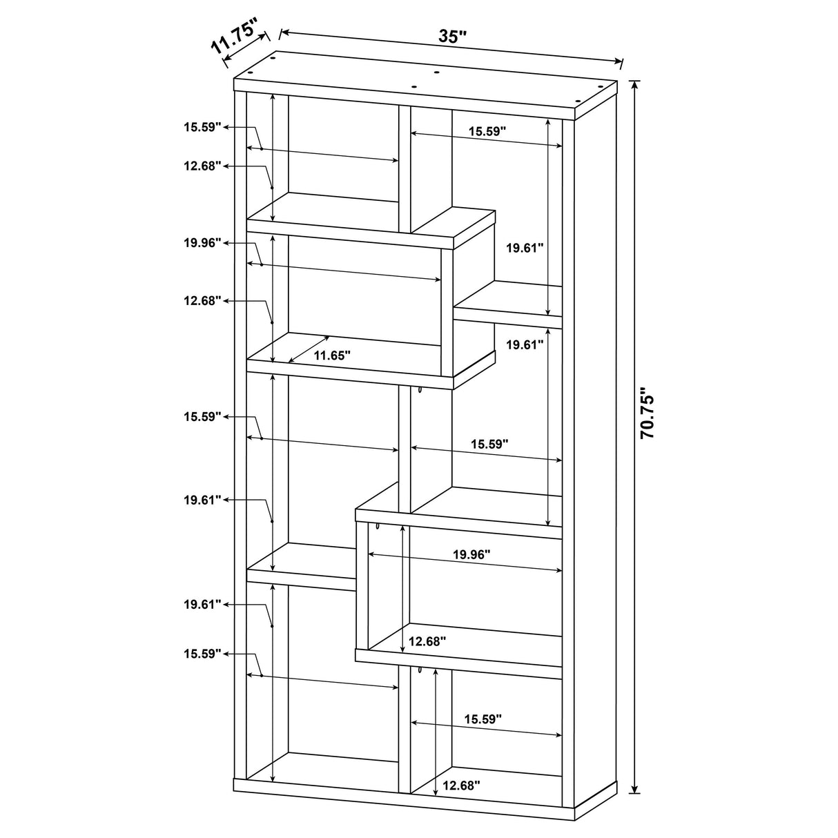 Theo Mango 71-inch 6-shelf Bookshelf by Coaster at Eve Furniture