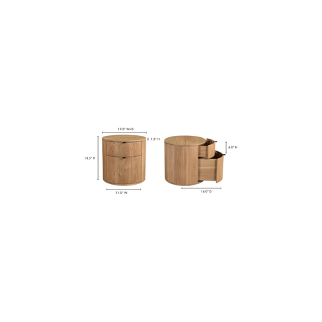 Theo Natural Two Drawer Nightstand by MOES at Eve Furniture