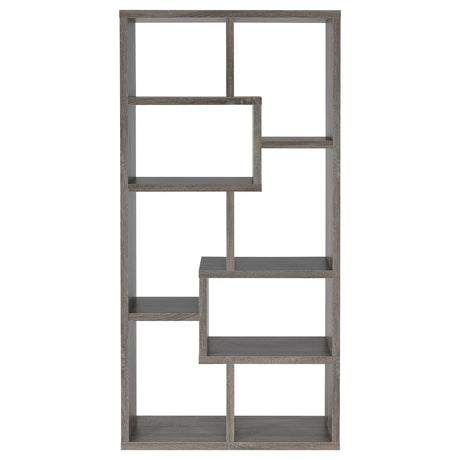 Theo Weathered Gray 10-Shelf Bookcase by Coaster at Eve Furniture