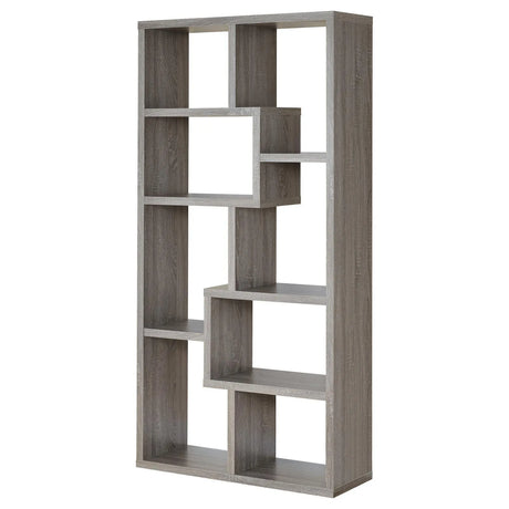 Theo Weathered Gray 10-Shelf Bookcase by Coaster at Eve Furniture