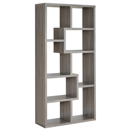 Theo Weathered Gray 10-Shelf Bookcase by Coaster at Eve Furniture