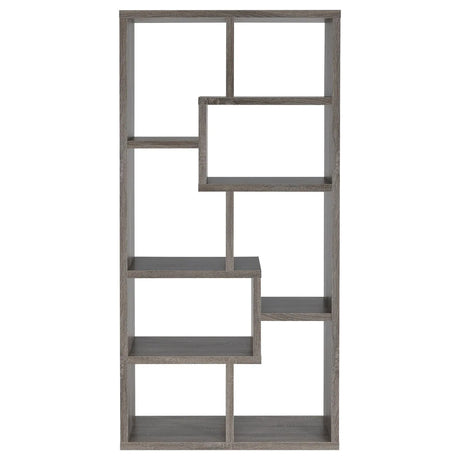 Theo Weathered Gray 10-Shelf Bookcase by Coaster at Eve Furniture