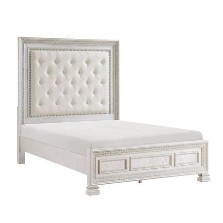 Theodora Pearl White California King Bed by Homelegance at Eve Furniture