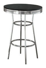 Theodore Black/Chrome Round Bar Table by Coaster at Eve Furniture