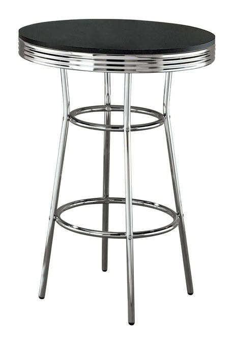 Theodore Black/Chrome Round Bar Table by Coaster at Eve Furniture