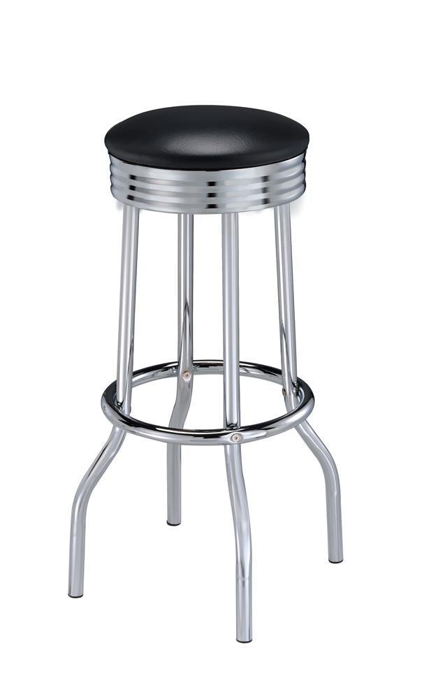Theodore Black/Chrome Upholstered Top Bar Stools, Set of 2 by Coaster at Eve Furniture