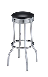 Theodore Black/Chrome Upholstered Top Bar Stools, Set of 2 by Coaster at Eve Furniture