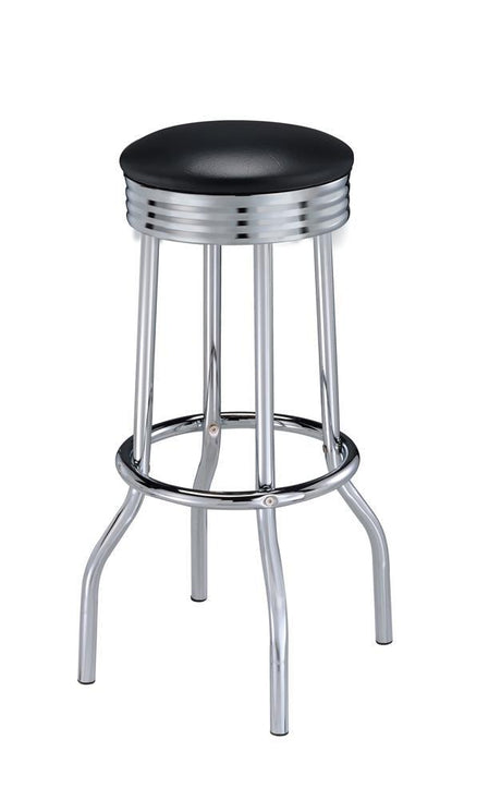 Theodore Black/Chrome Upholstered Top Bar Stools, Set of 2 by Coaster at Eve Furniture