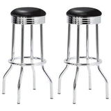 Theodore Black/Chrome Upholstered Top Bar Stools, Set of 2 by Coaster at Eve Furniture