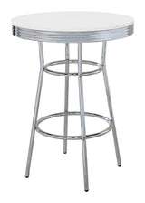 Theodore Chrome/Glossy White Round Bar Table by Coaster at Eve Furniture