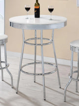 Theodore Chrome/Glossy White Round Bar Table by Coaster at Eve Furniture