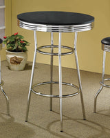 Theodore Black/Chrome Round Bar Table