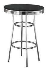 Theodore Black/Chrome Round Bar Table