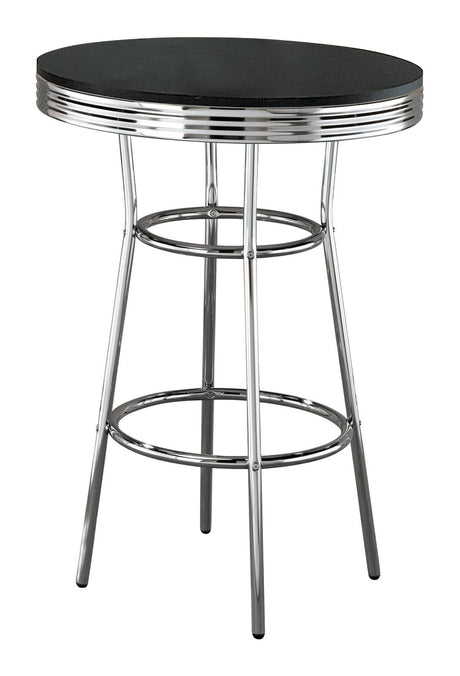 Theodore Black/Chrome Round Bar Table