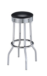 Theodore Black/Chrome Upholstered Top Bar Stools, Set of 2