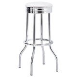 Theodore White/Chrome Upholstered Top Bar Stools, Set of 2