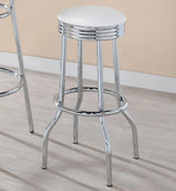 Theodore White/Chrome Upholstered Top Bar Stools, Set of 2 by Coaster at Eve Furniture