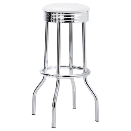 Theodore White/Chrome Upholstered Top Bar Stools, Set of 2 by Coaster at Eve Furniture