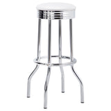 Theodore White/Chrome Upholstered Top Bar Stools, Set of 2 by Coaster at Eve Furniture