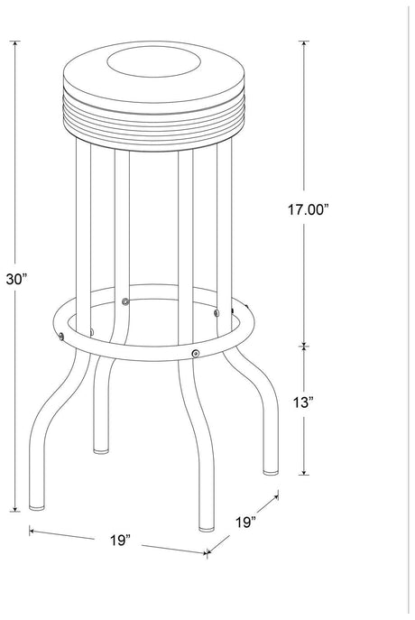 Theodore White/Chrome Upholstered Top Bar Stools, Set of 2 by Coaster at Eve Furniture