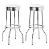 Theodore White/Chrome Upholstered Top Bar Stools, Set of 2 by Coaster at Eve Furniture