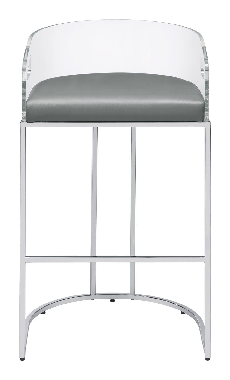 Thermosolis Gray/Chrome Acrylic Back Bar Stools, Set of 2