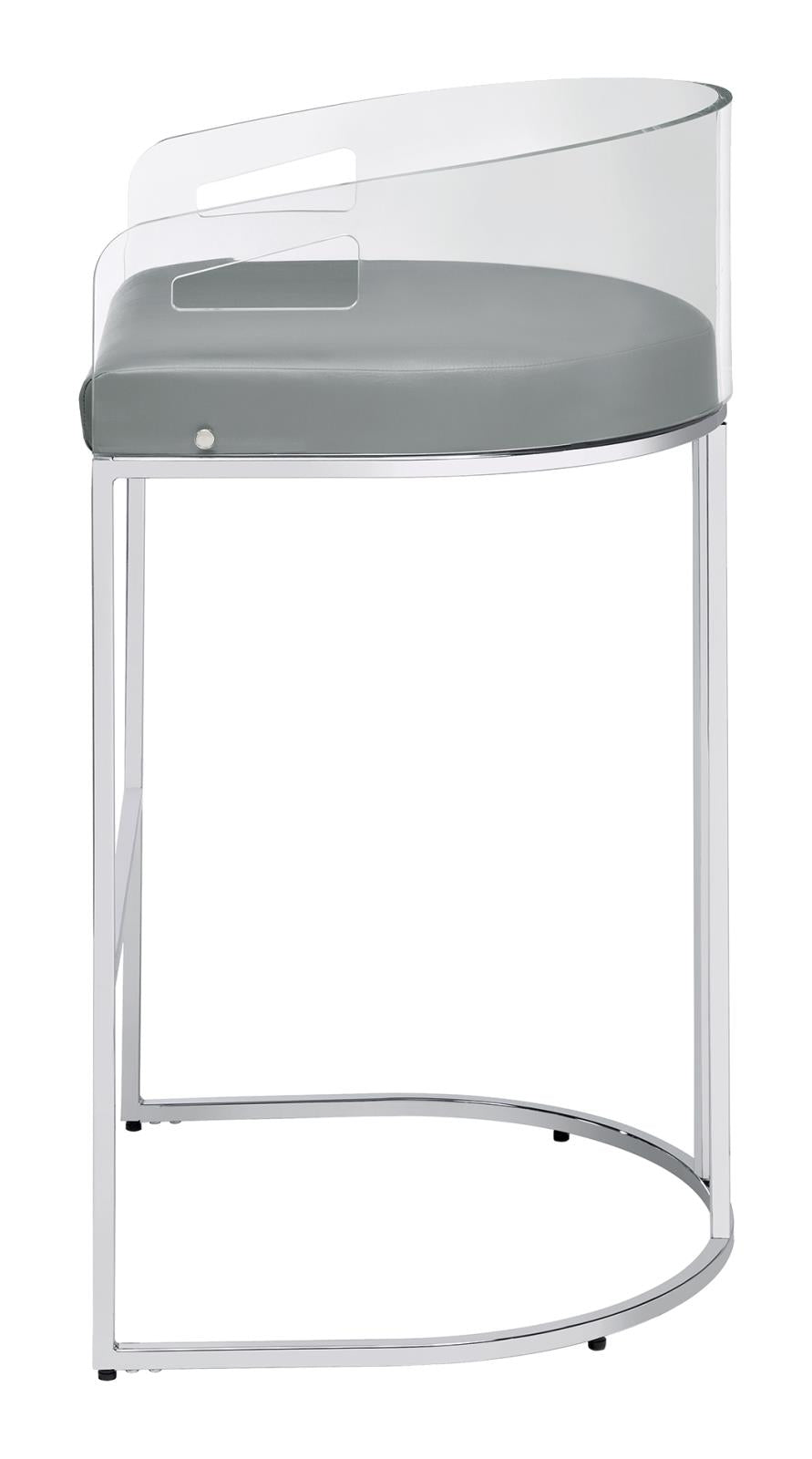 Thermosolis Gray/Chrome Acrylic Back Bar Stools, Set of 2