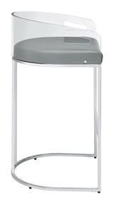 Thermosolis Gray/Chrome Acrylic Back Bar Stools, Set of 2