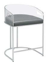 Thermosolis Gray/Chrome Acrylic Back Counter Height Stools, Set of 2