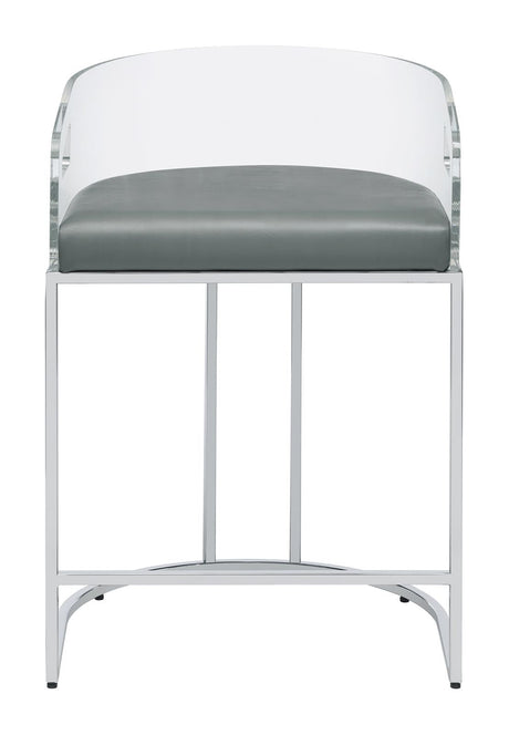 Thermosolis Gray/Chrome Acrylic Back Counter Height Stools, Set of 2