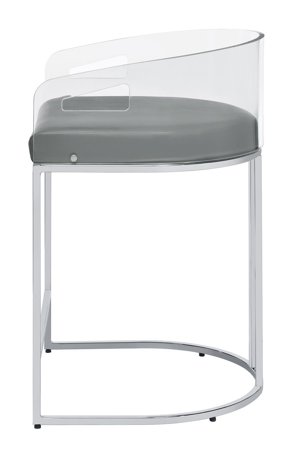 Thermosolis Gray/Chrome Acrylic Back Counter Height Stools, Set of 2