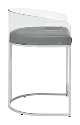 Thermosolis Gray/Chrome Acrylic Back Counter Height Stools, Set of 2