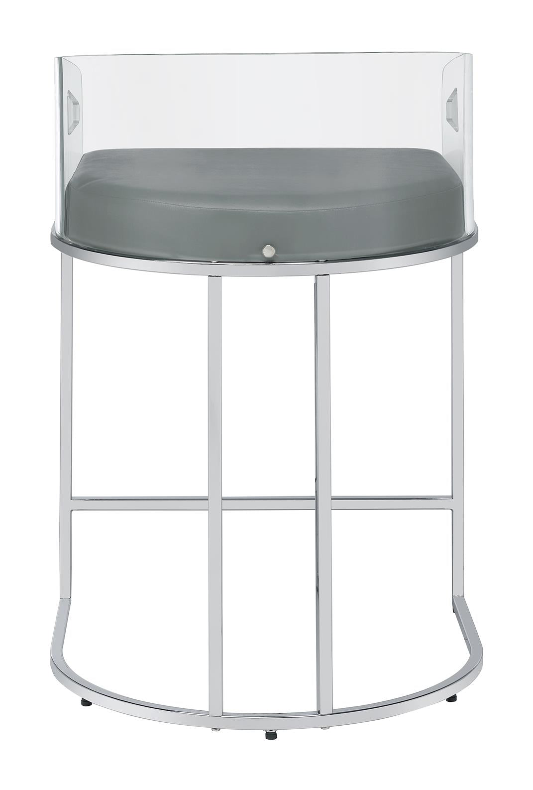 Thermosolis Gray/Chrome Acrylic Back Counter Height Stools, Set of 2