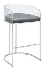 Thermosolis Gray and Chrome Acrylic Back Bar Stools, Set of 2 by Coaster at Eve Furniture