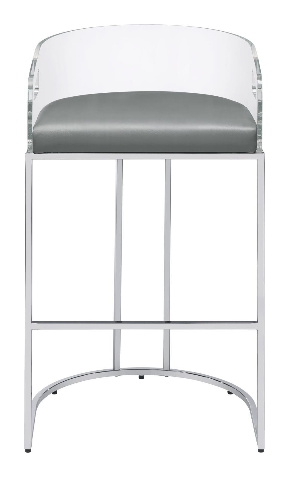 Thermosolis Gray and Chrome Acrylic Back Bar Stools, Set of 2 by Coaster at Eve Furniture