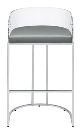 Thermosolis Gray and Chrome Acrylic Back Bar Stools, Set of 2 by Coaster at Eve Furniture