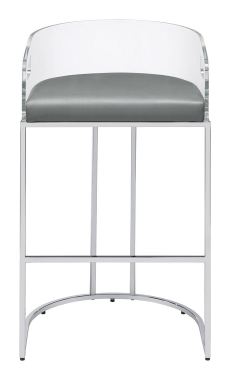 Thermosolis Gray and Chrome Acrylic Back Bar Stools, Set of 2 by Coaster at Eve Furniture