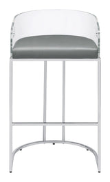 Thermosolis Gray and Chrome Acrylic Back Bar Stools, Set of 2 by Coaster at Eve Furniture