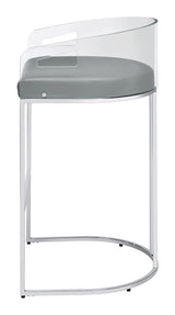 Thermosolis Gray and Chrome Acrylic Back Bar Stools, Set of 2 by Coaster at Eve Furniture