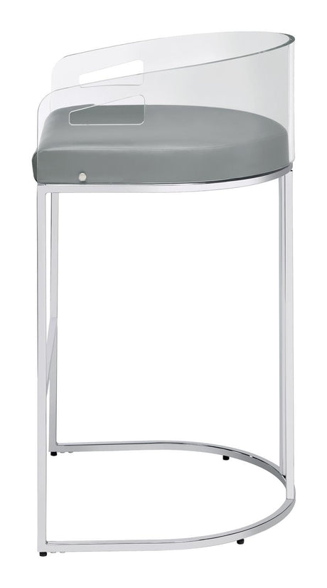 Thermosolis Gray and Chrome Acrylic Back Bar Stools, Set of 2 by Coaster at Eve Furniture