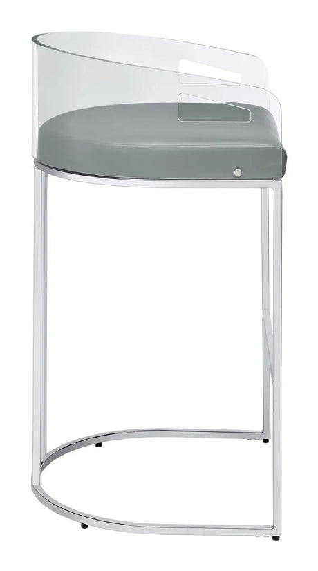 Thermosolis Gray and Chrome Acrylic Back Bar Stools, Set of 2 by Coaster at Eve Furniture